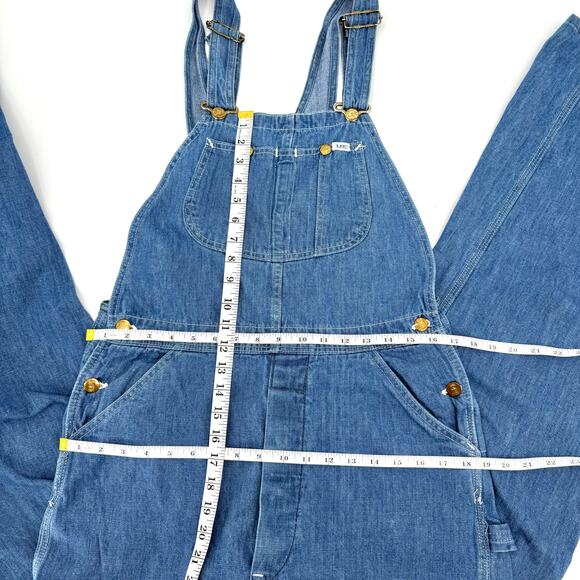 Vintage 70s LEE Denim Overalls Workwear Carpenter Bibs Made In the USA 32Wx33L - Picture 11 of 12